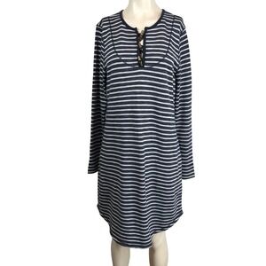 LRL Ralph Lauren Jeans Co Striped Long Sleeve Henley Dress Size L